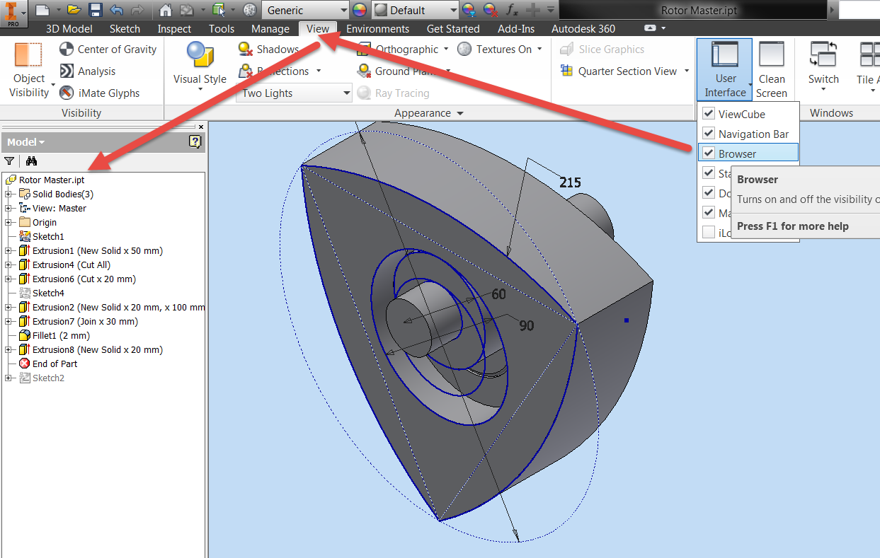 Solved: How to enable model browser in Autocad Inventor ...